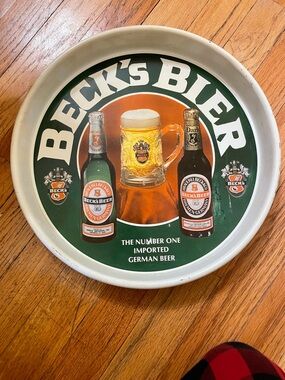 Beck's Bier Metal Serving Tray - Green, White, Orange